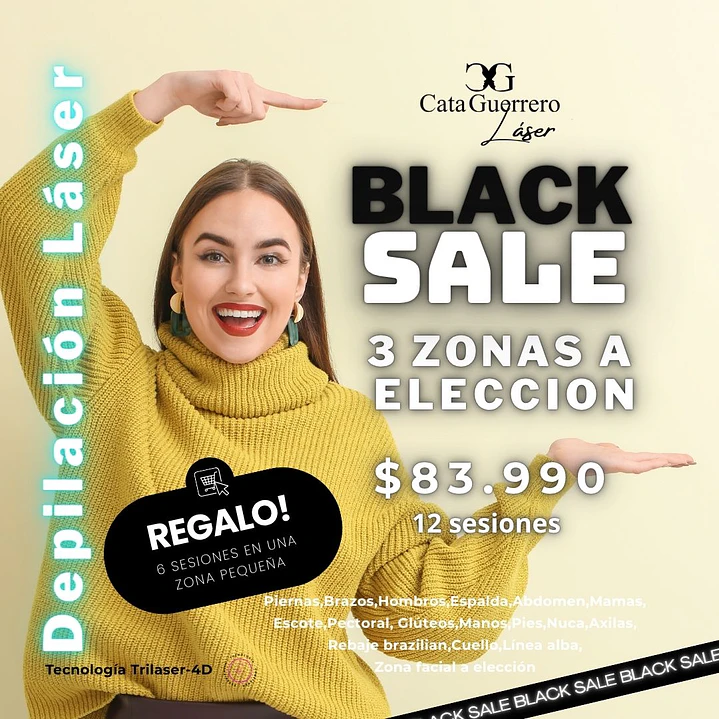 12 SESIONES EN 3 ZONAS A TU ELECCION + 6 SESIONES DE REGALO EN UNA ZONA PEQUEÑA 1