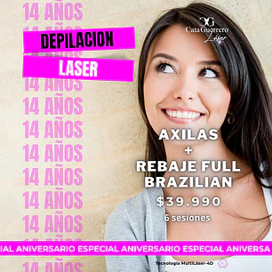 6 sesiones en Axilas + Rebaje full brazilian