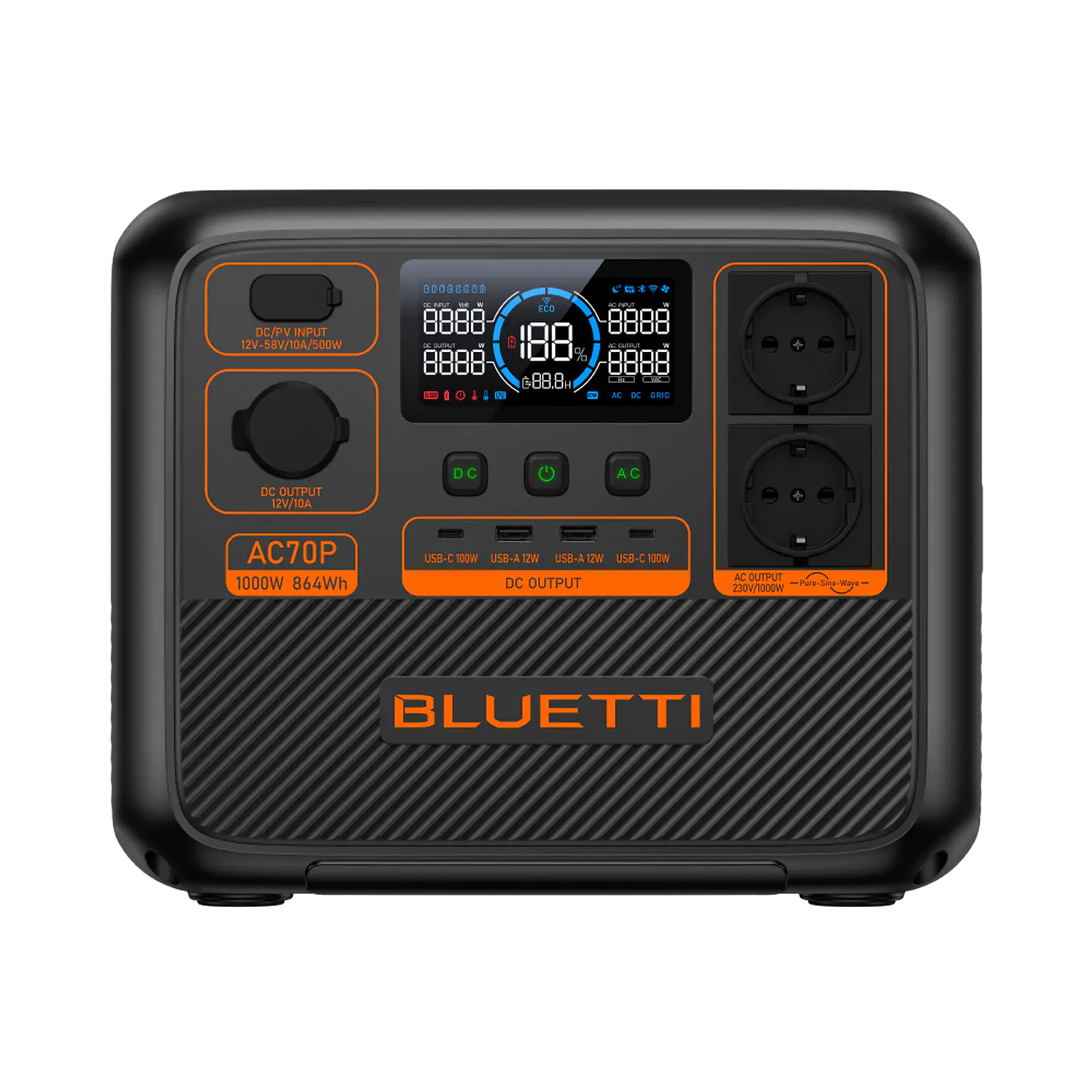 Estación de Energía BLUETTI AC70P 1000 W / 864 Wh | CSolar Chile 1