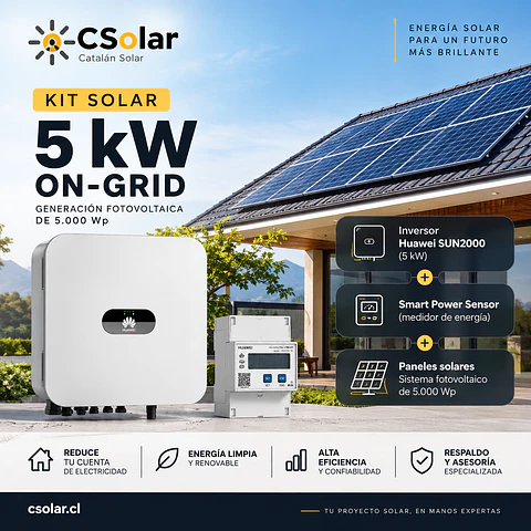 Kit Solar Huawei 5 kW On-Grid con Smart Power Sensor | CSolar Chile