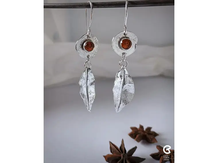 Aros Hoja con Ámbar 1