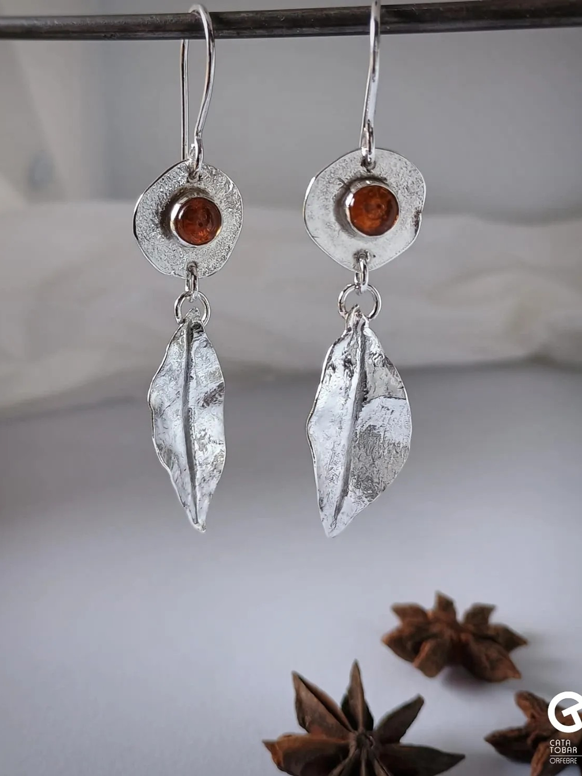 Aros Hoja con Ámbar 1