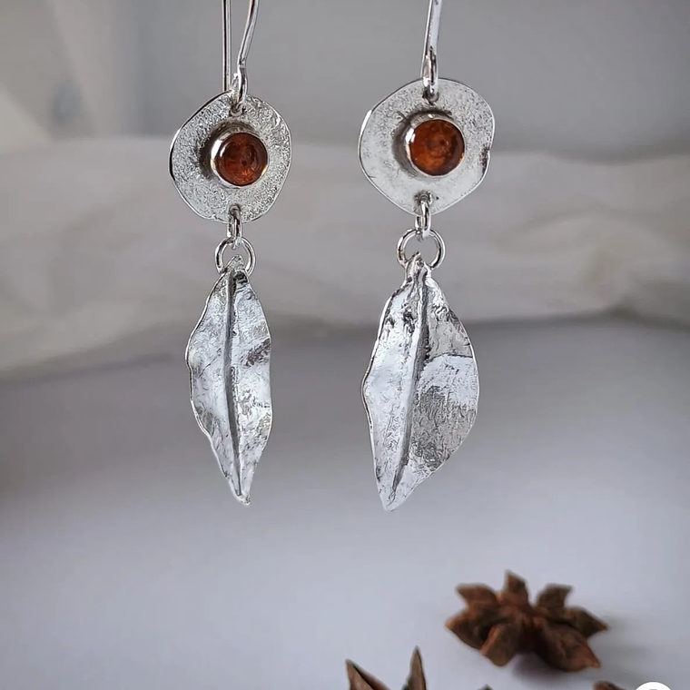 Aros Hoja con Ámbar 1