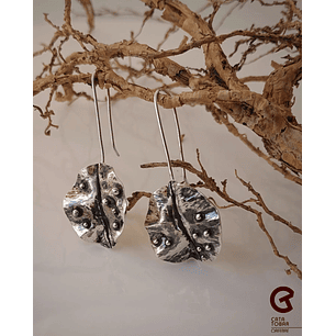 Aros Hoja con gotas de rocío 