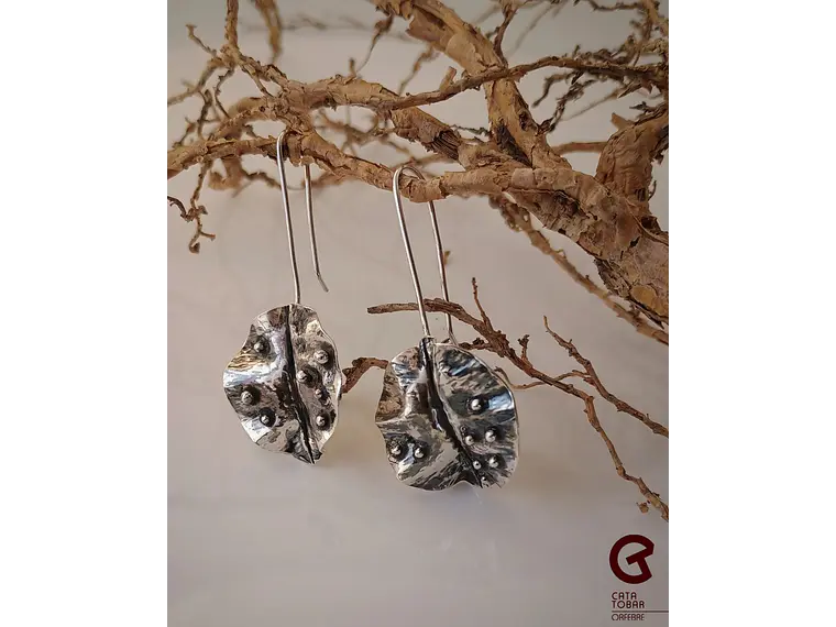 Aros Hoja con gotas de rocío  1