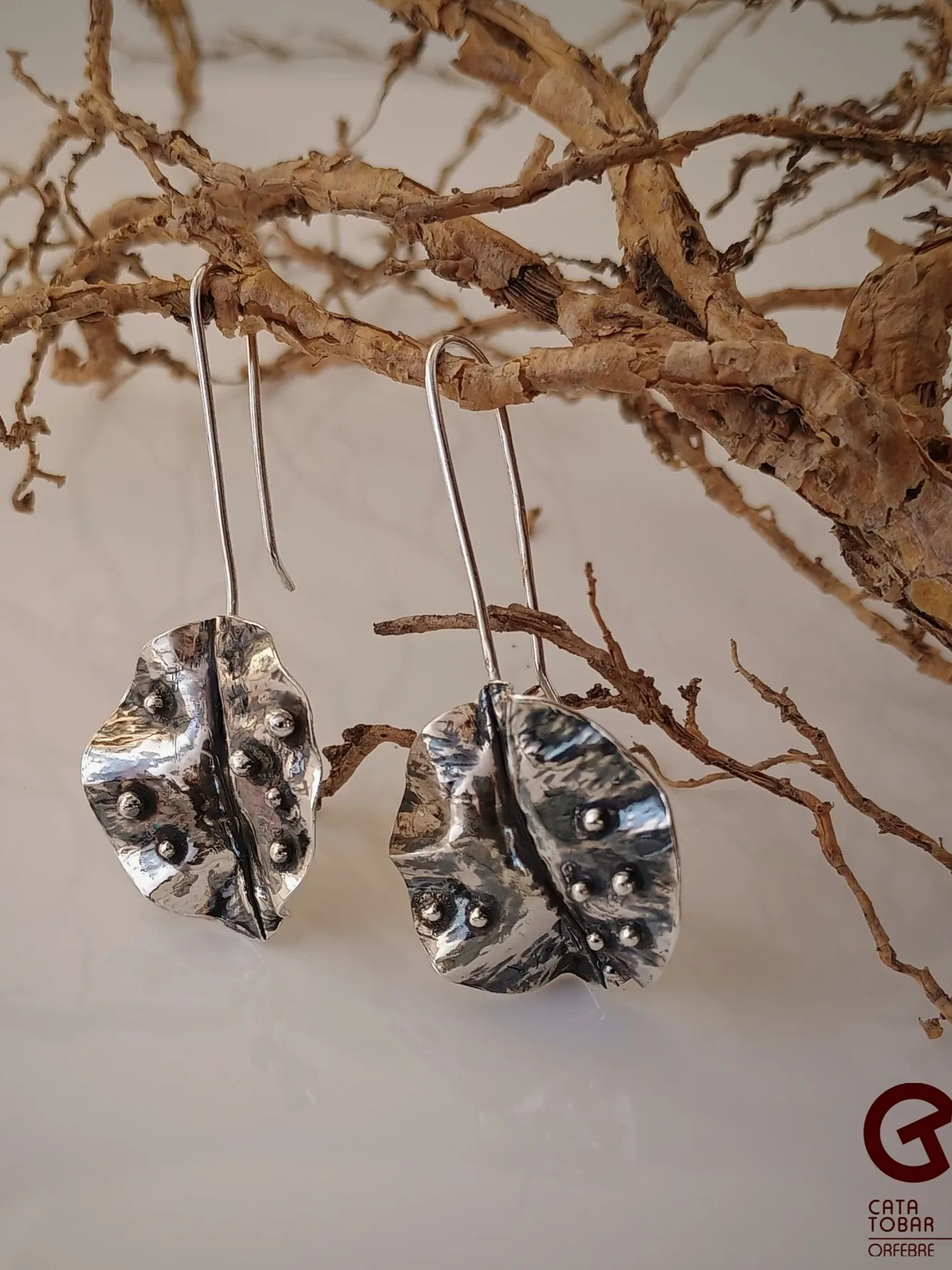 Aros Hoja con gotas de rocío  1