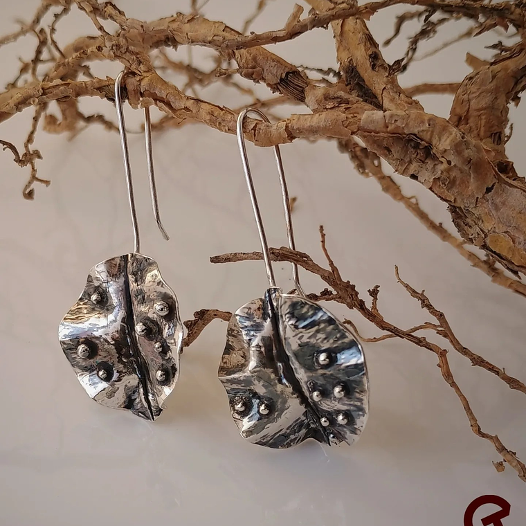 Aros Hoja con gotas de rocío  1