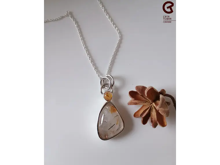 Colgante con Cuarzo Turmanilado y Citrino 1