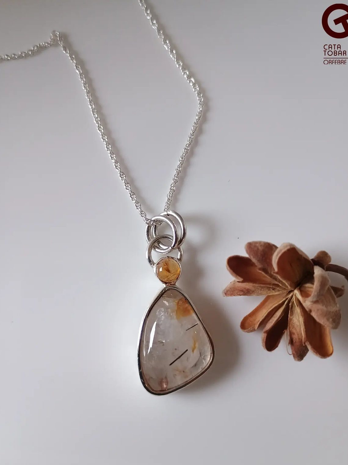 Colgante con Cuarzo Turmanilado y Citrino 1