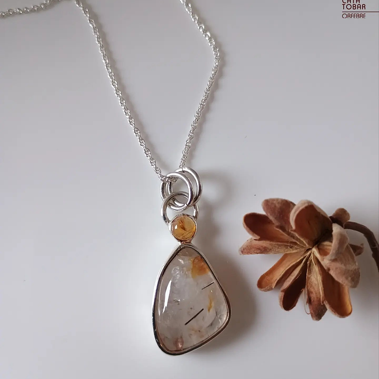 Colgante con Cuarzo Turmanilado y Citrino 1