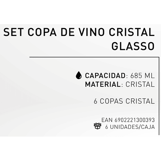 Set 6 Copas Cristal Vino Wayu