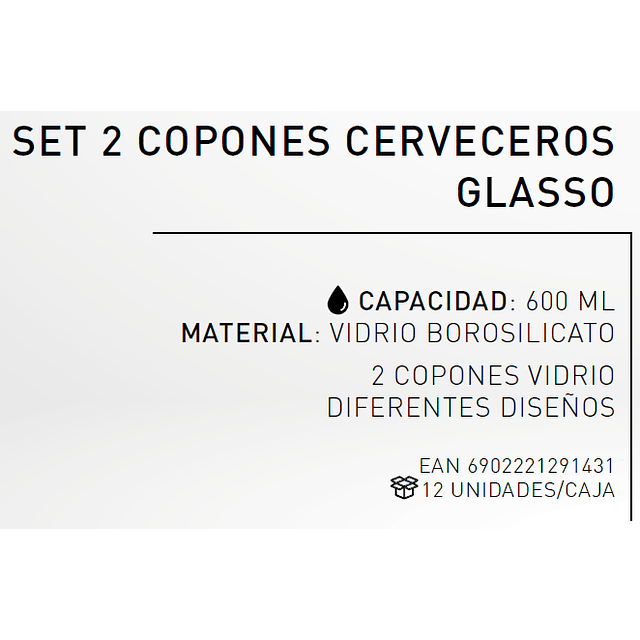 SET 2 COPONES CERVECEROS GLASSO