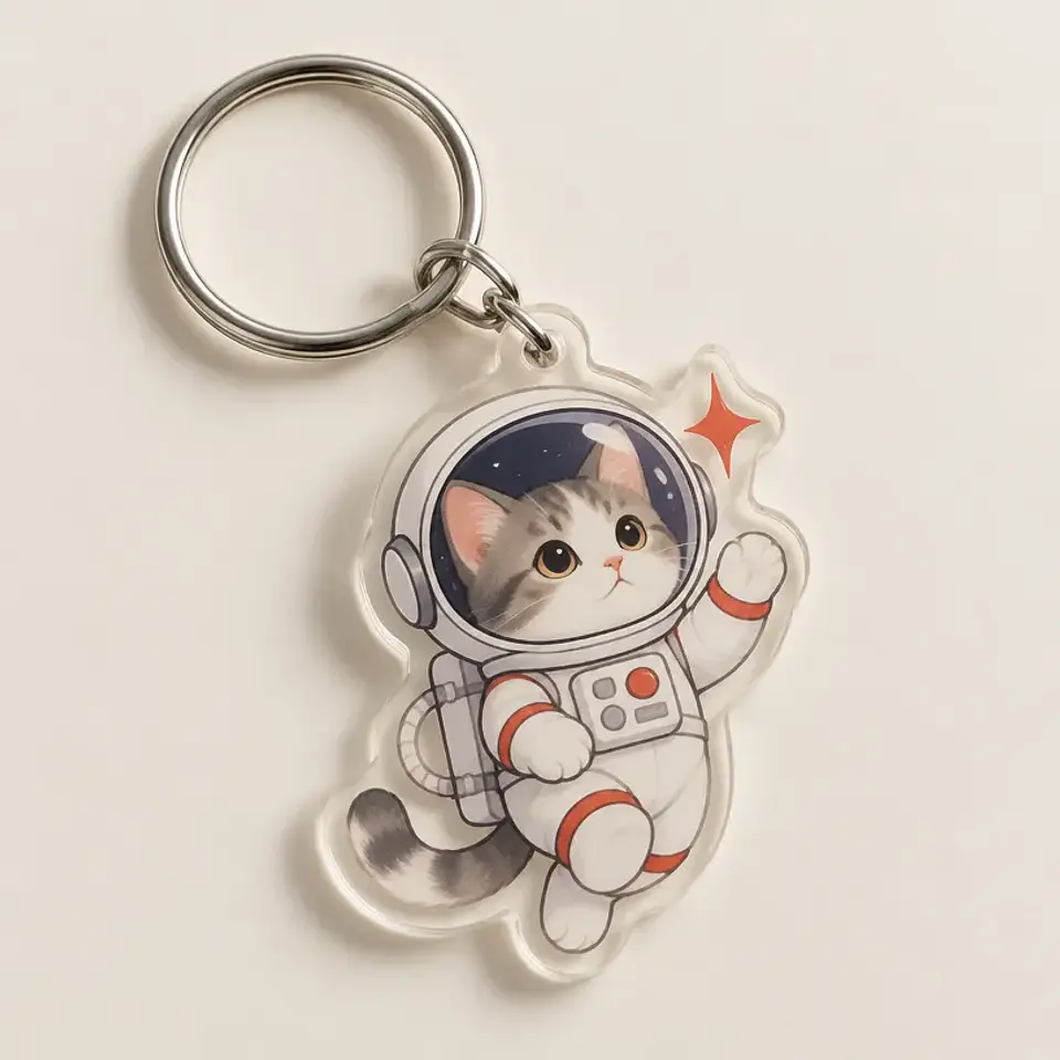 Llavero Acrílico Gato Astronauta 1