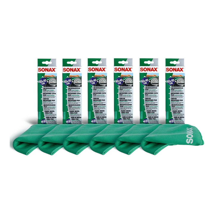Pack X6 Paño Microfibra 40x40 Auto Sonax Vidrios & Plasticos 1