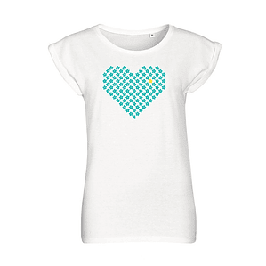 t-shirt coração em flor