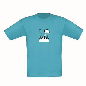 t-shirt criança pequeno pianista . música