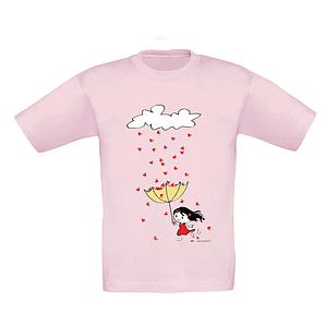 t-shirt criança chuva de corações
