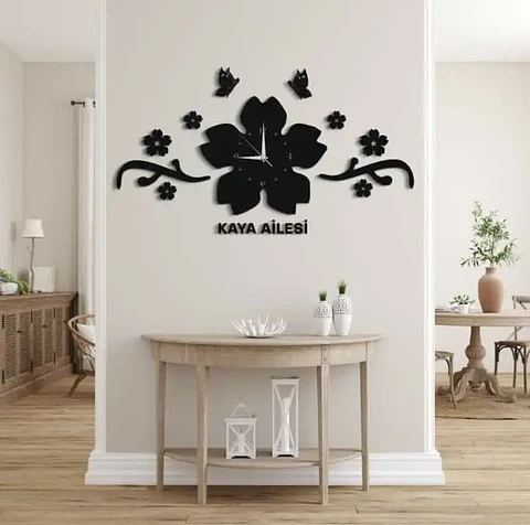 Reloj Flower and Butterfly Acrylic Wall Clock