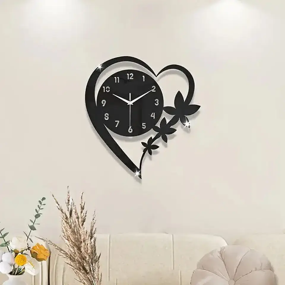 Relojo Corazon en acrilico negro 1