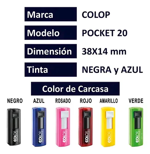 Timbre colop tamaño 14x38mm