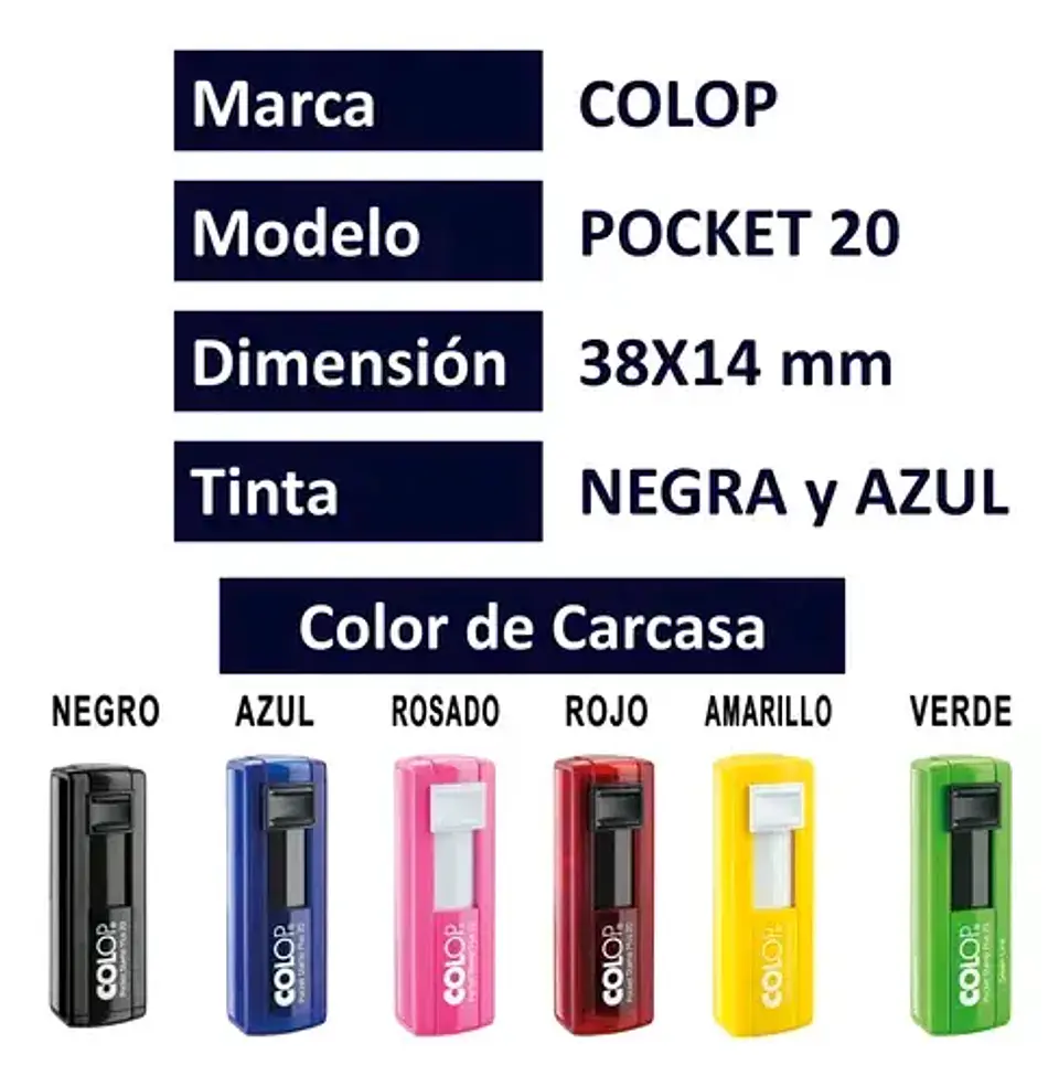 Timbre colop tamaño 14x38mm 1