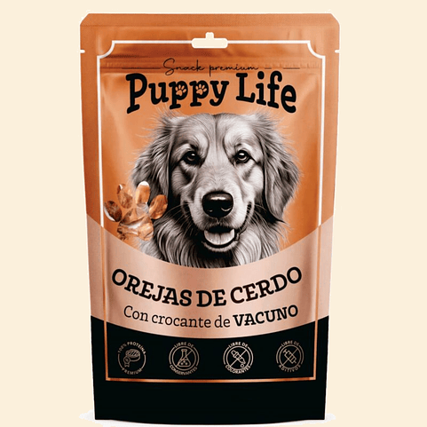 SNACK PUPPY LIFE - Orejas de cerdo con crocante de Vacuno 1