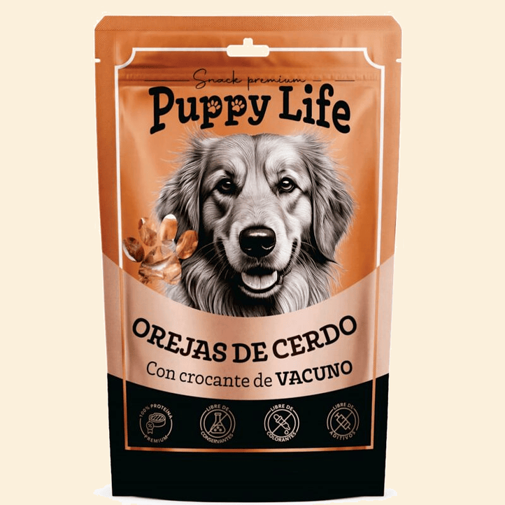 SNACK PUPPY LIFE - Orejas de cerdo con crocante de Vacuno 1