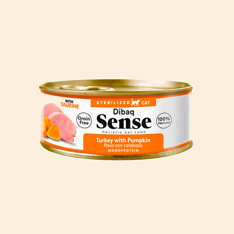 DIBAQ SENSE Húmedo Gato Esterilizado Pavo con Calabaza - Lata Hipoalergénica Premium 70g 1