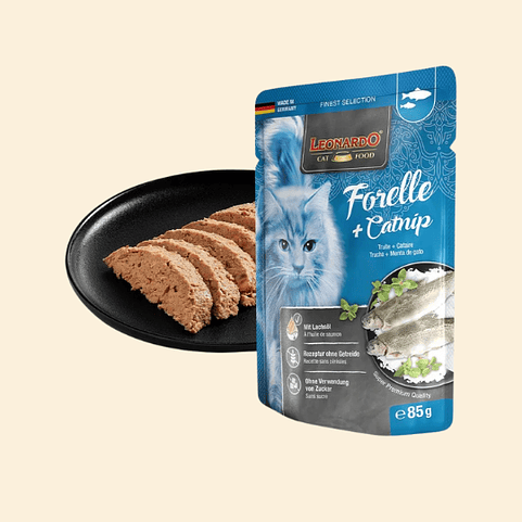 Leonardo Trucha y Catnip - Alimento Natural Premium para Gatos Adultos 3