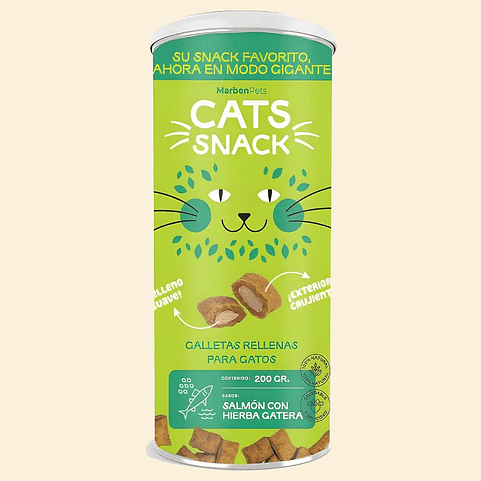 CATS SNACK - Galletas de Salmón con Hierba Gatera LATA 200 grs.  1