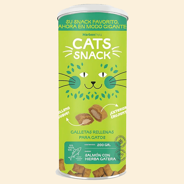 CATS SNACK - Galletas de Salmón con Hierba Gatera LATA 200 grs.  1