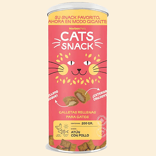 CATS SNACK - Galletas rellenas de Atún con Pollo- LATA 200 grs.
