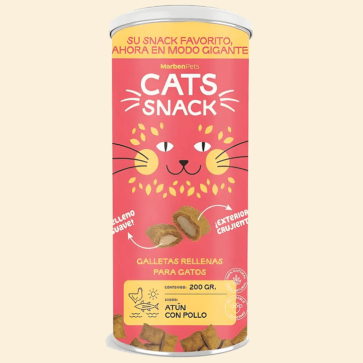 CATS SNACK - Galletas rellenas de Atún con Pollo- LATA 200 grs. 1
