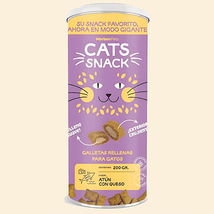 CATS SNACK - Galletas rellenas de Atún con queso- LATA 200 grs. Snack para gatos.