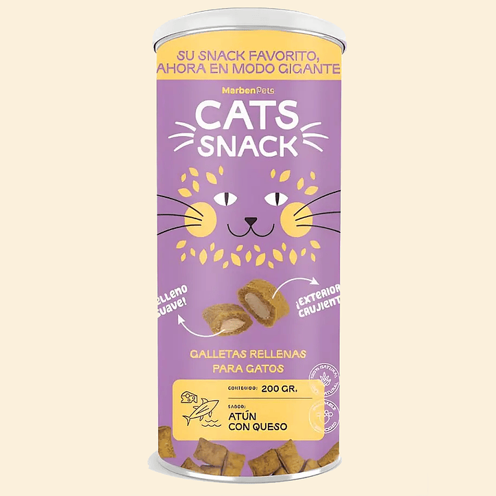CATS SNACK - Galletas rellenas de Atún con queso- LATA 200 grs. Snack para gatos. 1
