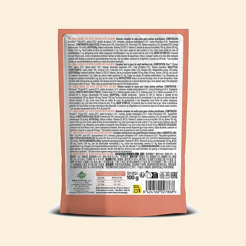 Alimento Húmedo para Gatos Dibaq Sense Bocaditos en Salsa Pollo con Salmón Pouch 100 g 2