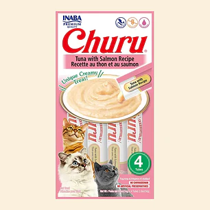 Snack Cremoso para Gatos Inaba Churu Atún con Salmón 4 Tubitos 56 g