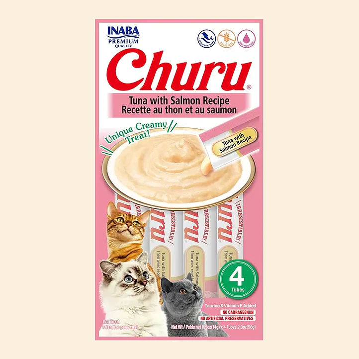 Snack Cremoso para Gatos Inaba Churu Atún con Salmón 4 Tubitos 56 g 1