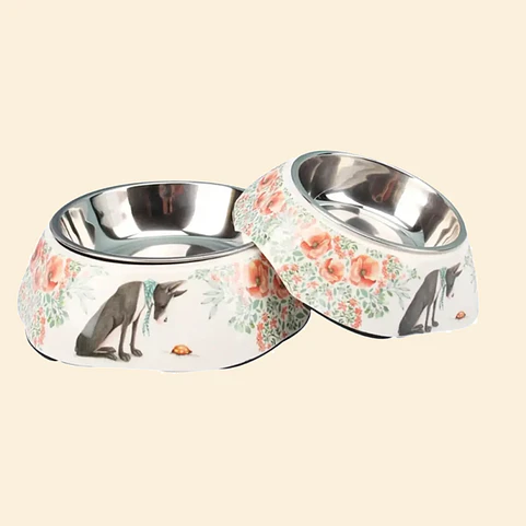 Plato de Melamina con Acero Inoxidable 340 ml para Perros y Gatos 2