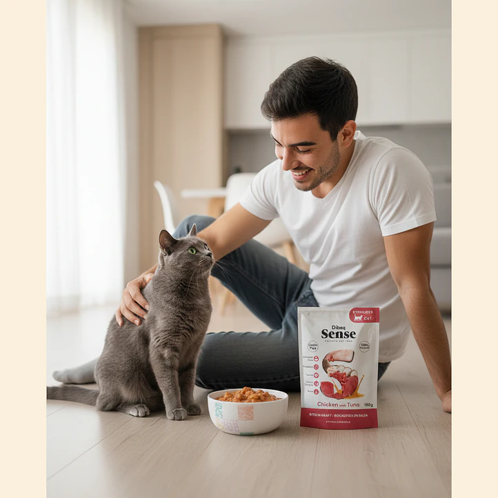 Dibaq Sense Bocaditos en Salsa Pollo con Atún Pouch 100 g | Alimento Húmedo para Gatos Adultos 3