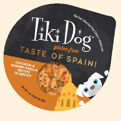 Tiki Dog Taste of the World Chicken & Shrimp Paella Recipe | Alimento Húmedo para Perros 1