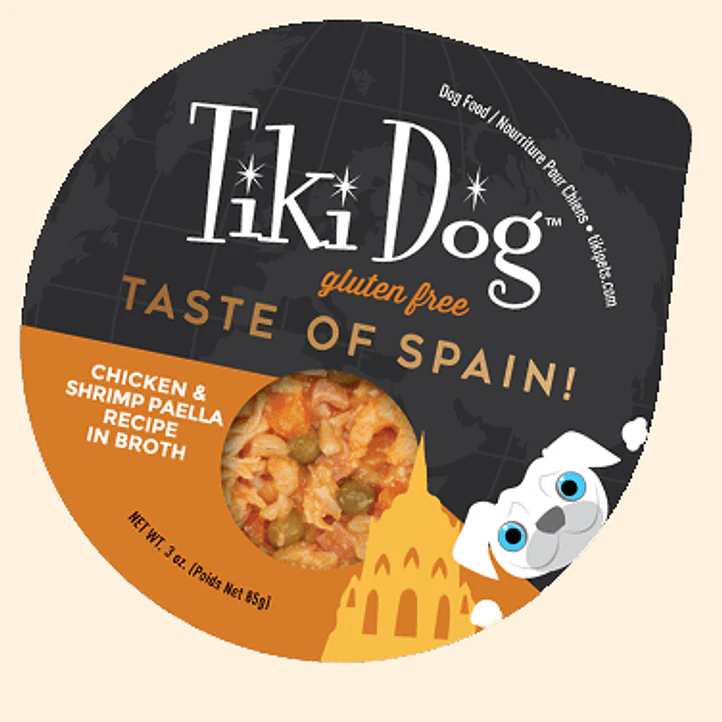 Tiki Dog Taste of the World Chicken & Shrimp Paella Recipe | Alimento Húmedo para Perros 1