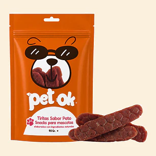 Pet OK Tiritas Sabor Pato 90 g | Snack Natural para Perros