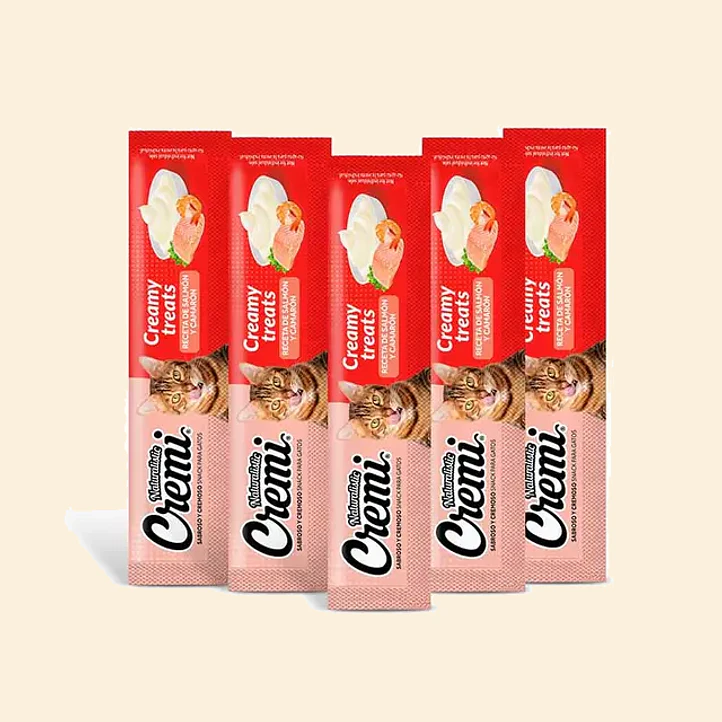 Naturalistic Cremi Salmón y Camarón | Snack Cremoso para Gatos | 5 tubos de 12 gr. 2