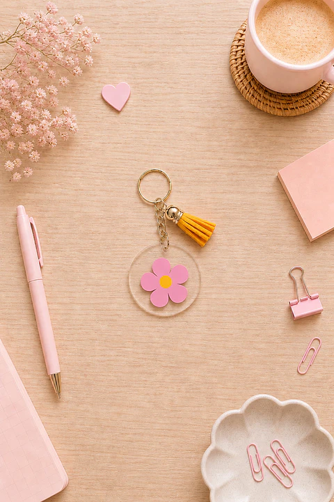 Porta Chaves Flor Rosa