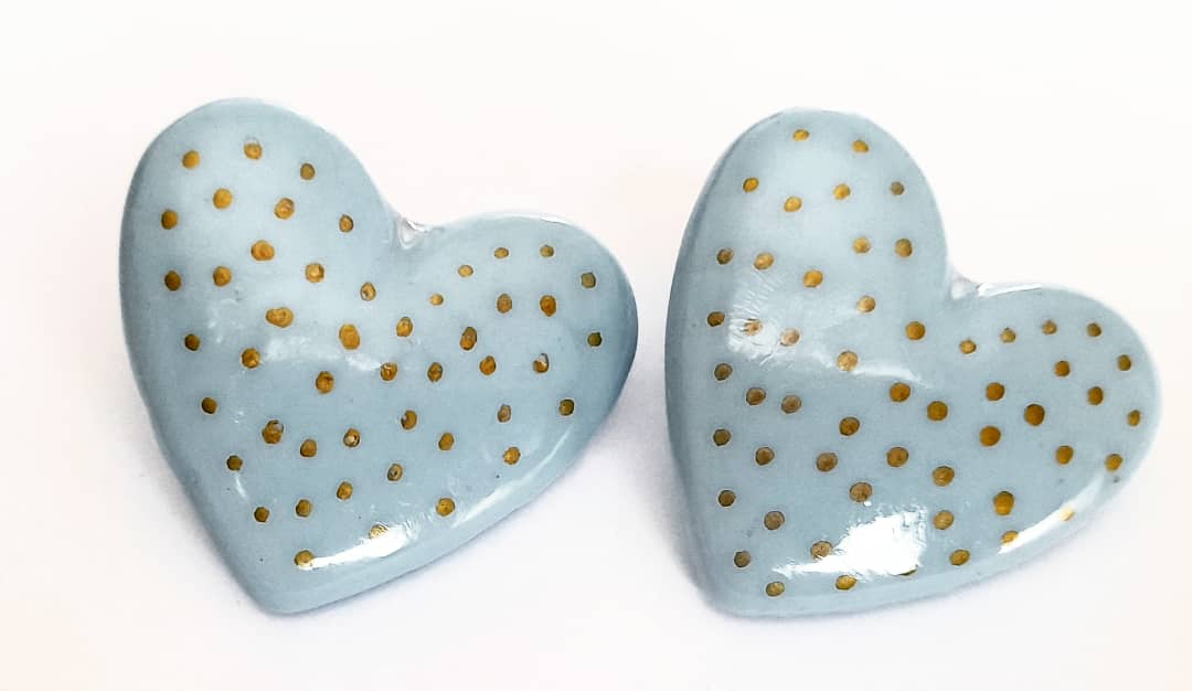 Aros corazón puntitos