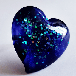 Anillo corazón azul resina