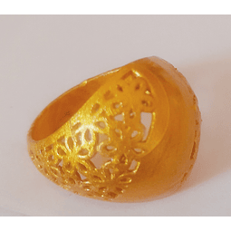 anillo resina 3d flores dorado o plateado