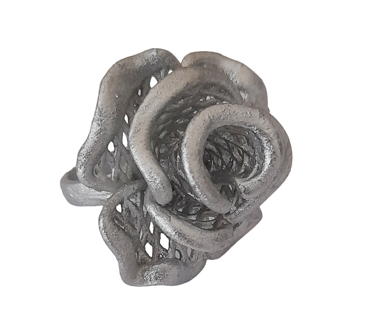 Anillo resina 3d plateado