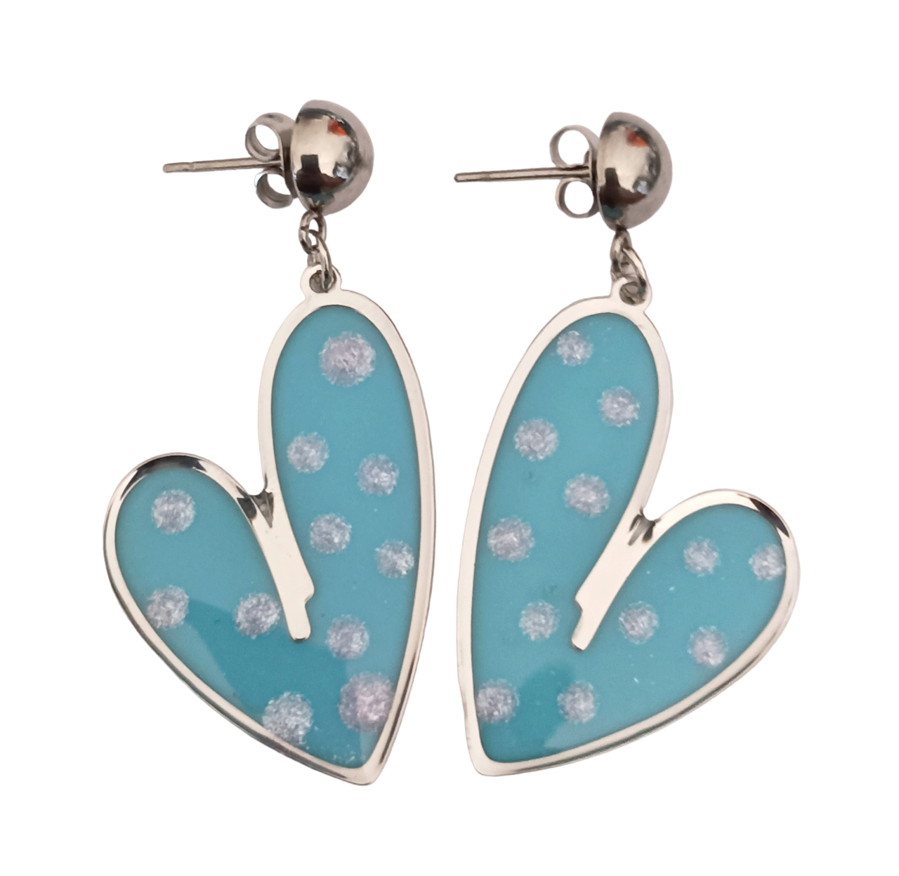 AROS LISTOS ACERO INOXIDABLE QUIRURGICO CORAZON PLATEADO Y DORADO 42x36MM